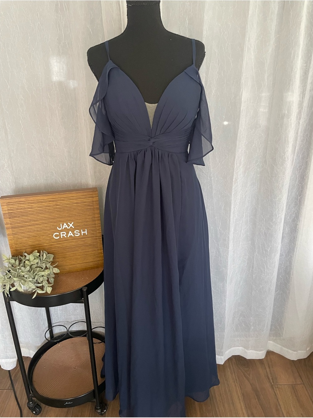 Navy Chiffon Evening Dress